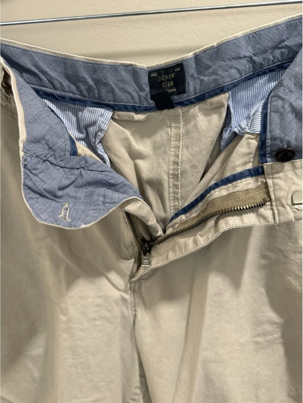J.Crew Men's Beige Chino Shorts Cotton Flat Front Zip Slash Pockets Solid 10.5